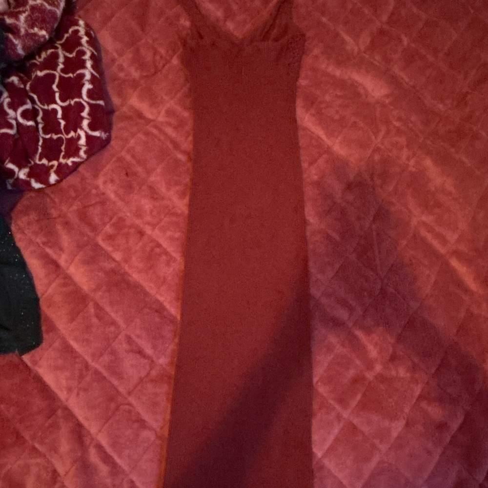 Burgendy Knitted Long Dress